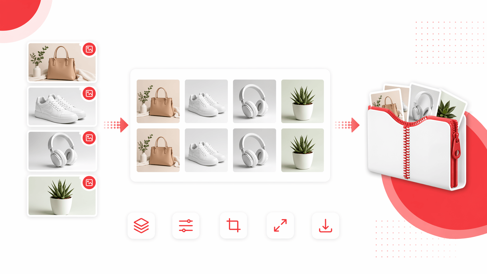 Batch Square Image Converter showing multiple images converted into square outputs and downloaded as a ZIP